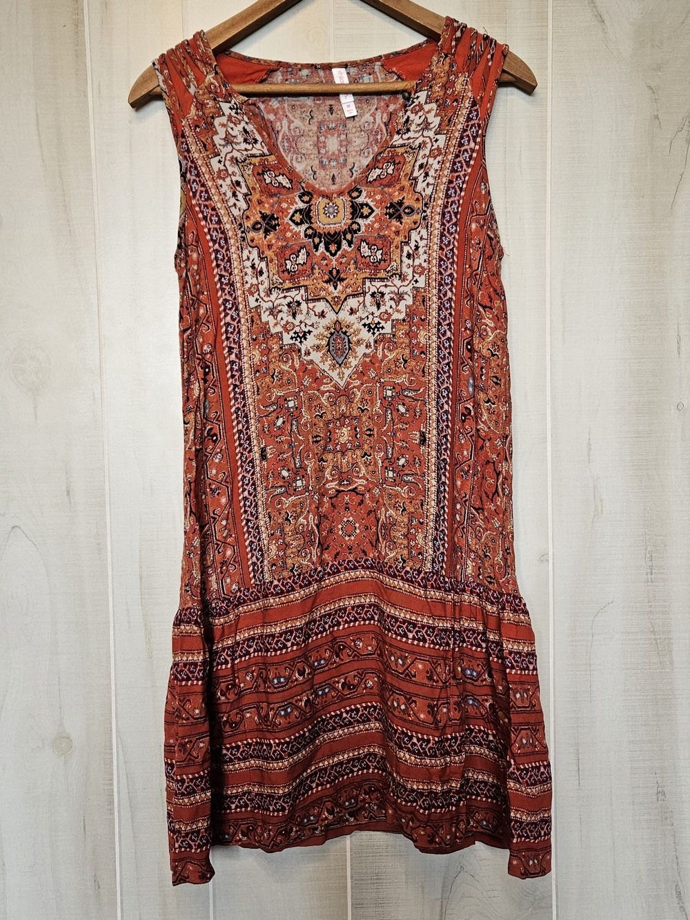 Xhilaration Orange Paisley Sleeveless A-Line Dress